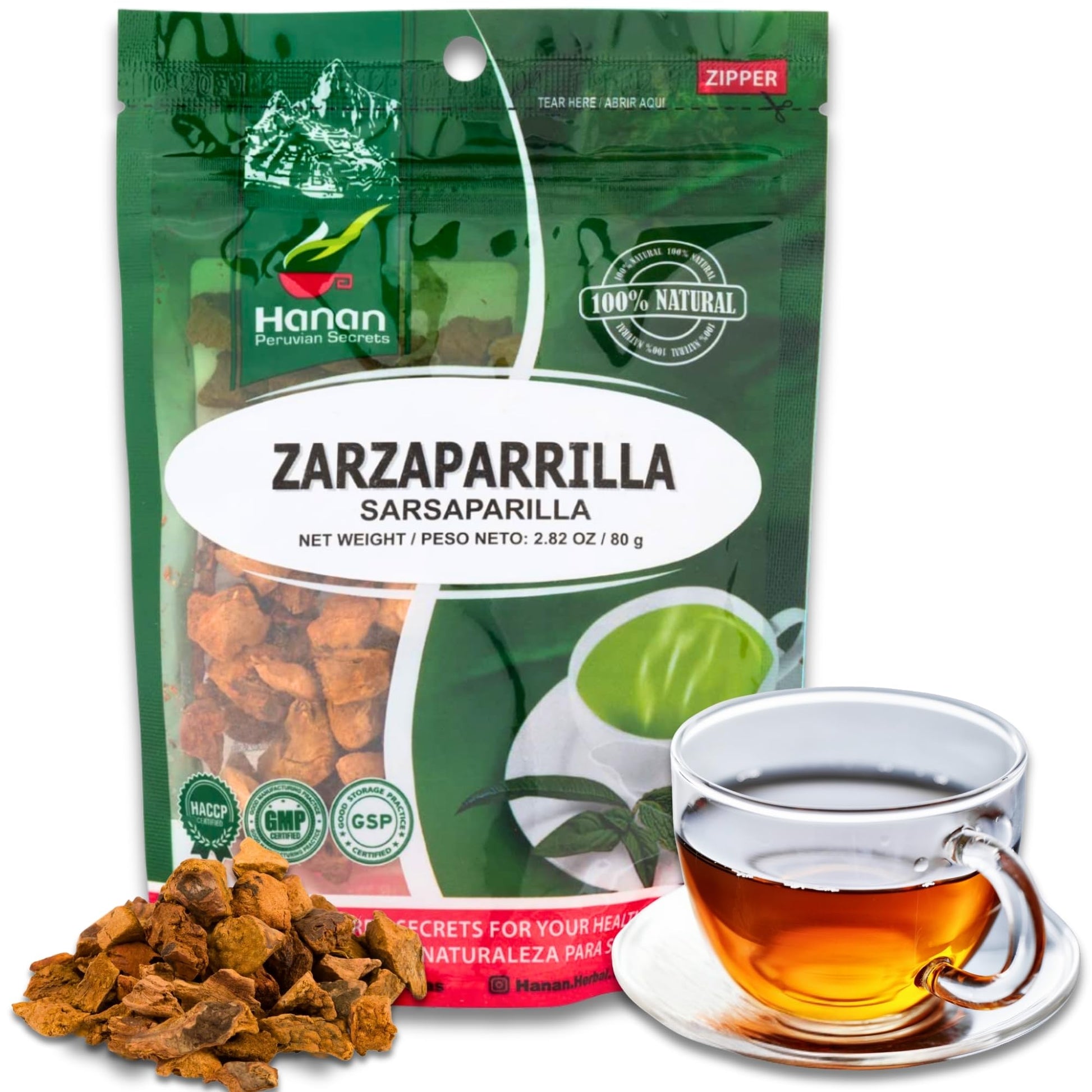 Hanan Hanan Zarzaparrilla Loose Leaf Tea - Dried Smilax Ornata Leaves, 80 g (2.8 Ounce)