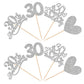 24 Pcs 30Th Anniversary Cupcake Toppers Silver Glitter Heart 30 Pearl Wedding Anniversary Cupcake Picks For Cheers To 30 Years B