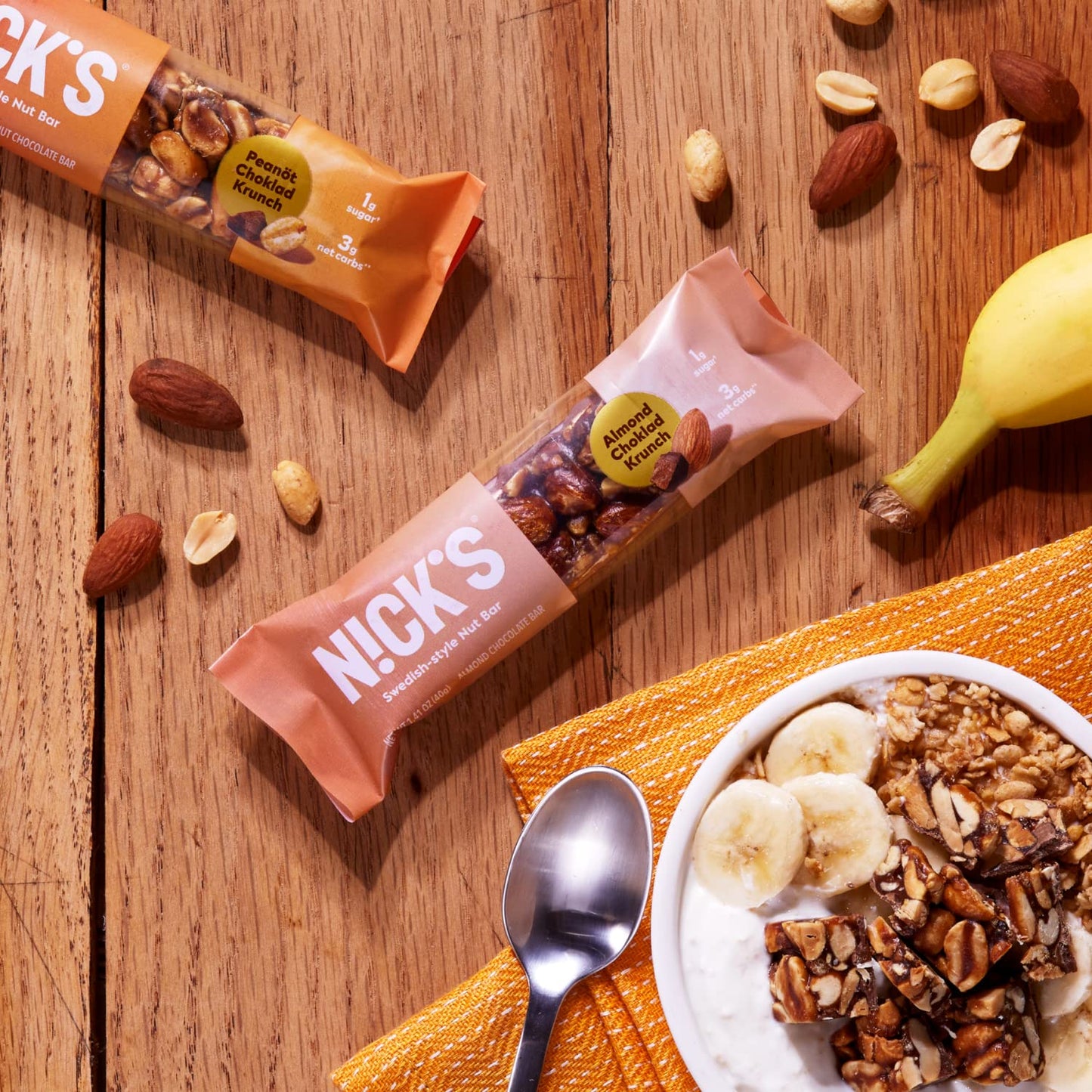 NICKS Peanut Chocolate Snack Bar, Keto Nut Snack for Sports, Hiking & Outdoor Activities, 1G sugar, 3G net carbs, healthy snack