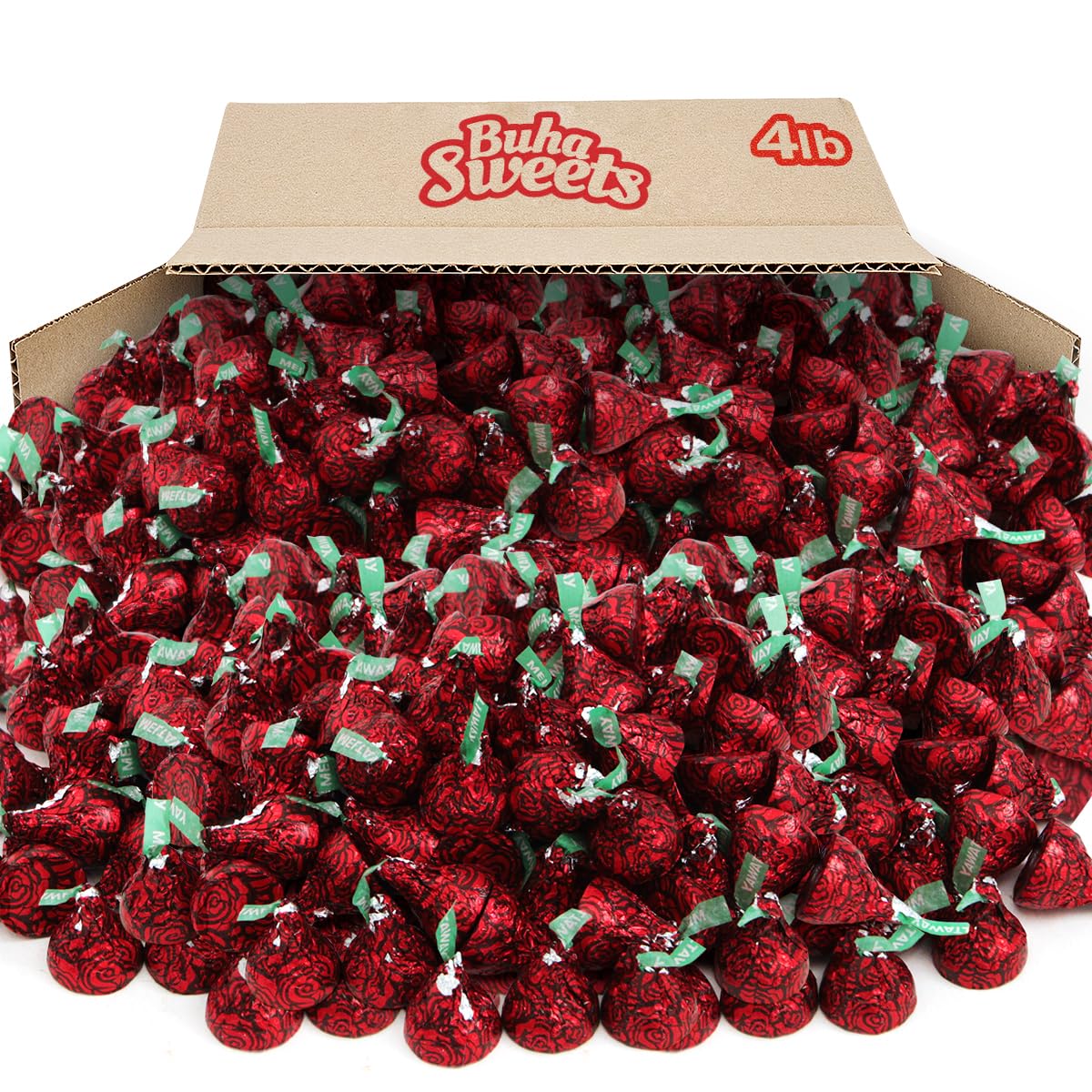 Meltaway Kisses, 4Lb Pack Of Chocolate Roses Individually Wrapped Bulk, Ideal Valentine Hersheykisses For Valentines Day Surprises, Perfect Valentines Chocolates For Romantic Gifts