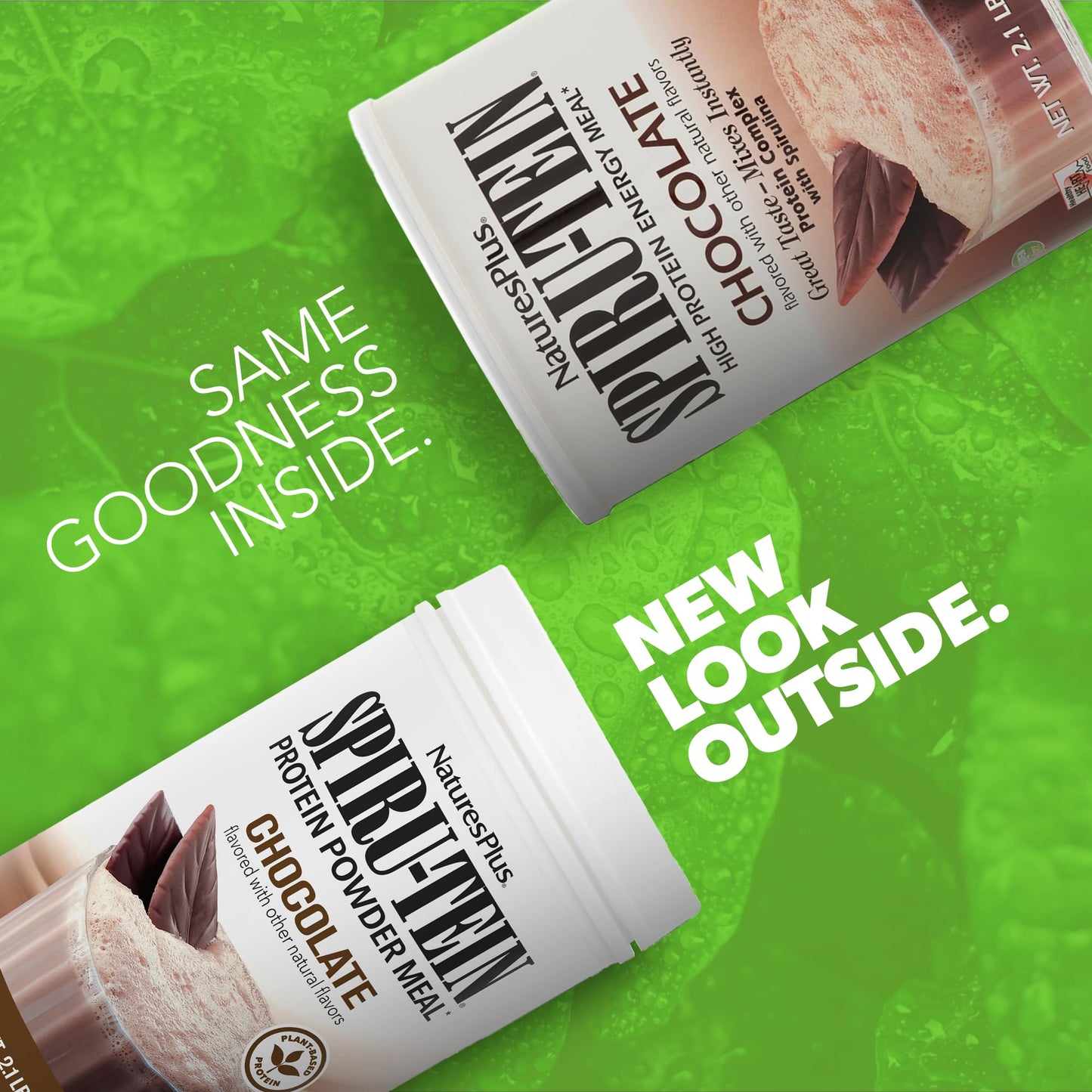Natures Plus SPIRU-TEIN Shake - Plant Based Protein Powder - Chocolate - 2.1 lbs - 34 Servings - Vegetarian, Gluten-Free