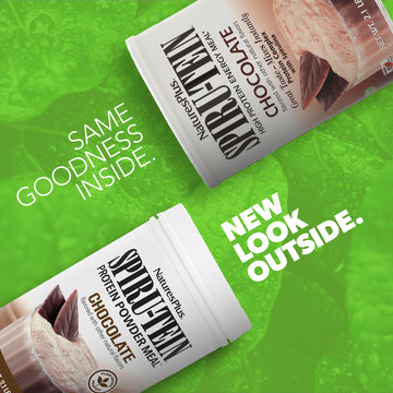 Natures Plus SPIRU-TEIN Shake - Plant Based Protein Powder - Chocolate - 2.1 lbs - 34 Servings - Vegetarian, Gluten-Free