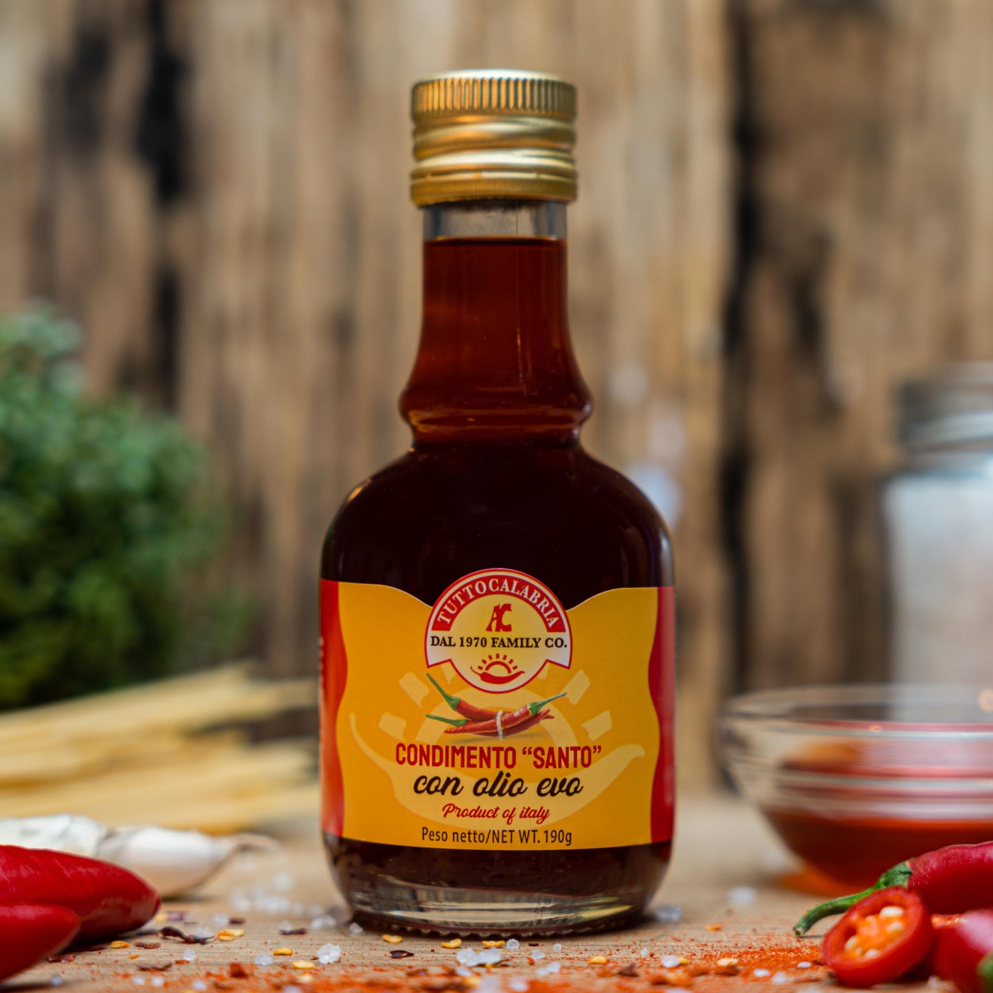 Tuttocalabria, Calabrian Chili Pepper Infused Oil, Calabrian Peppers Infused With 100% Extra Virgin Olive Oil, 200 Ml 6.7 Oz