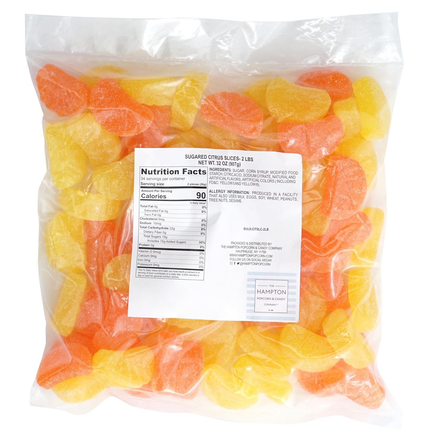 Citrus Slices Candy, 2 Pound Bulk Bag, Orange & Lemon Fruit Slices
