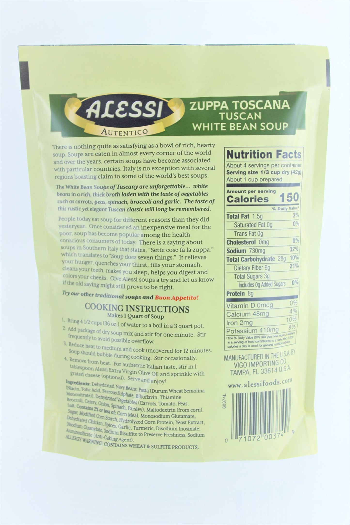 Alessi Zuppa Toscana Tuscan White Bean Soup - 6 Oz
