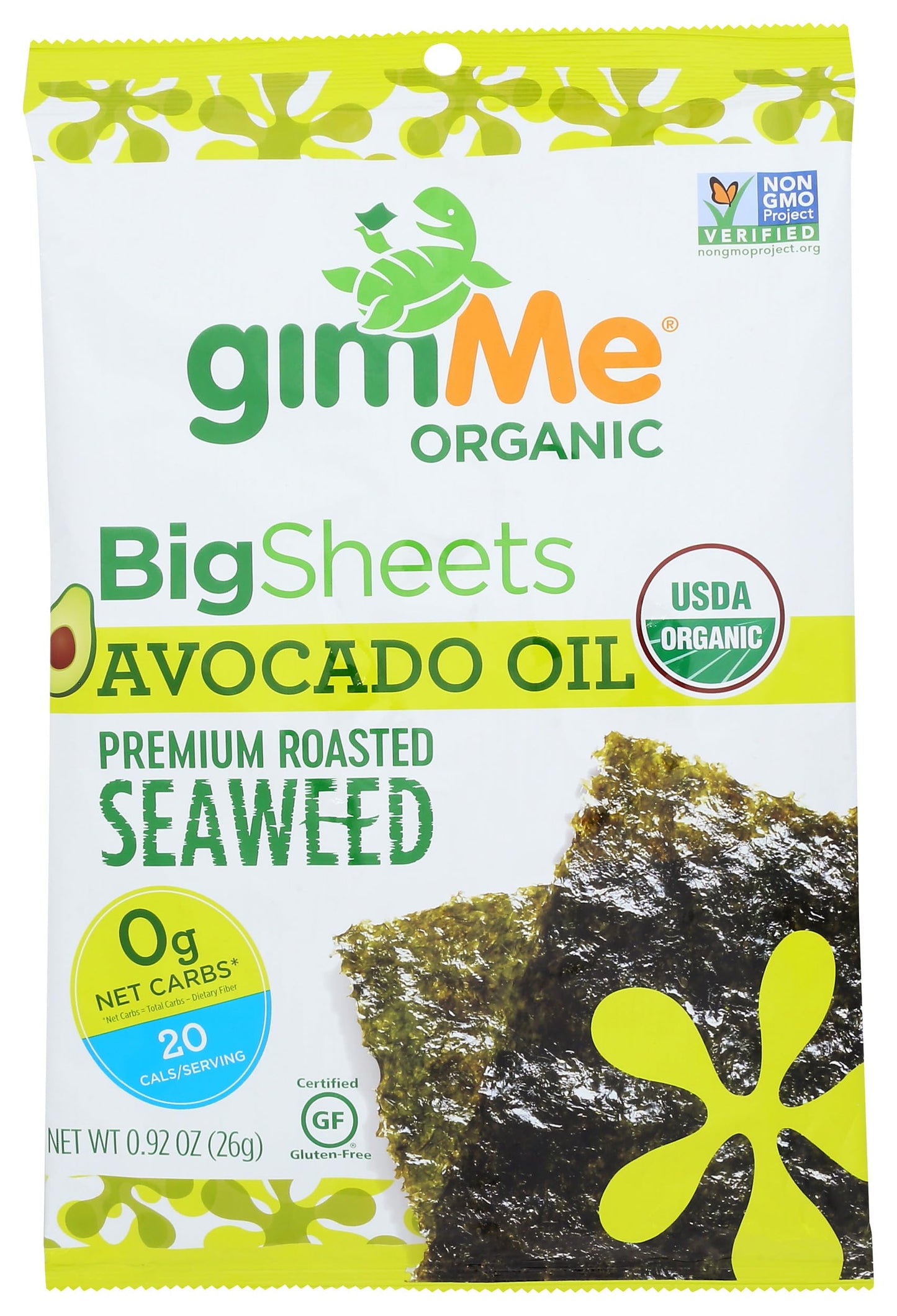 Gimme Organic Avocado Oil Sea Salt Roasted Seaweed, 0.92 Oz