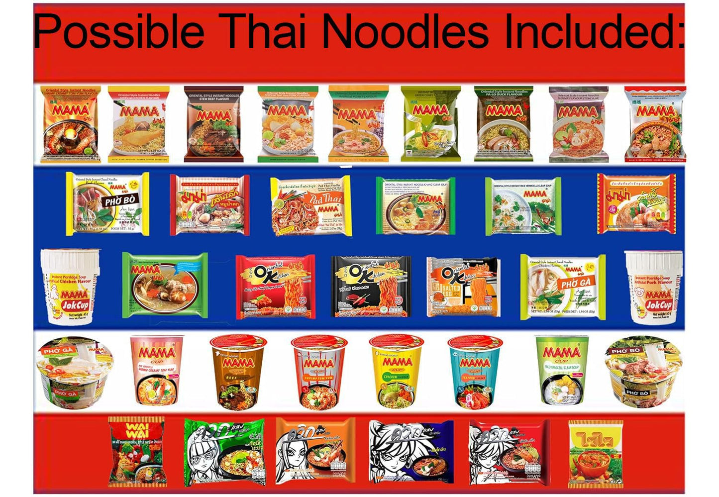 Generic Ramen Noodles International Snack Box - 15-Piece Variety Pack from Japan, Philippines, Thailand, Vietnam + Free Chopsticks & Sticker