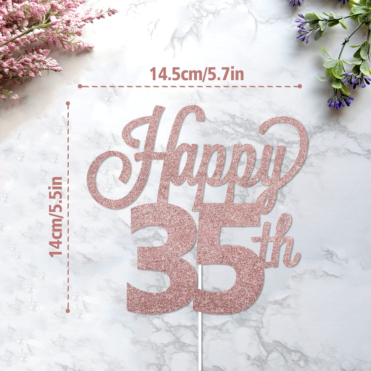 Lingteer Happy 35Th Birthday Cake Topper - Cheers To 35Th Birthday 35 Years Old Birthday Party Cake Decorations Sign.
