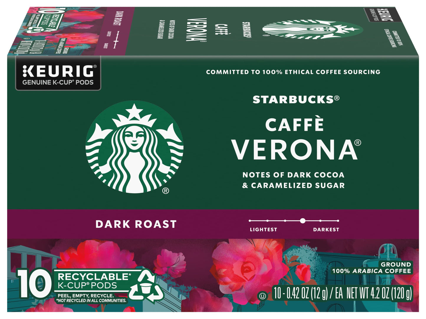 Starbucks Cafe Verona Roast K-Cup Pods, Dark Cocoa & Caramelized Sugar, 60 Count