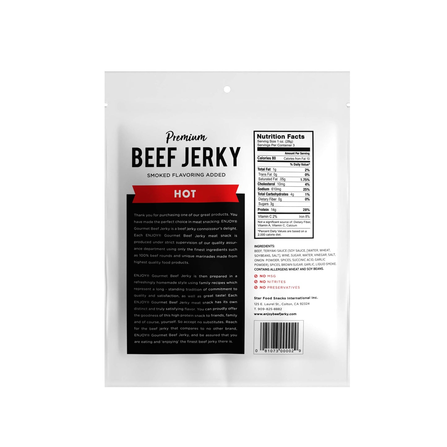 Enjoy Beef Jerky Hot, All Natural 3Oz (Pack Of 1)