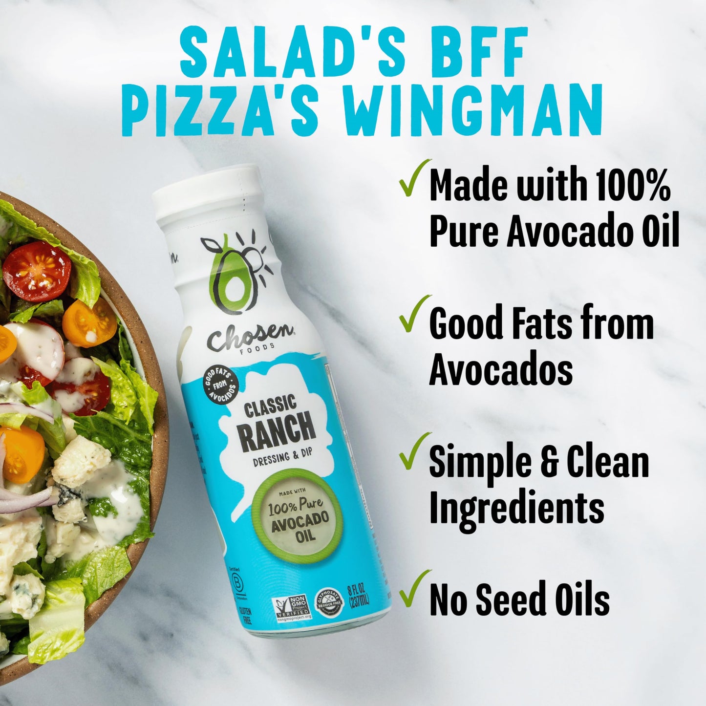 Chosen Foods Classic Ranch Dressing And Dip 8 Oz With Recipe E-Book Bundle