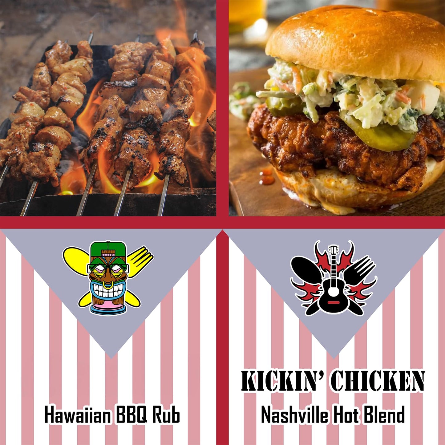 The Tailgate Foodie Taste Of America Grilling Pack Gourmet Seasonings | Hawaiian Bbq, Nashville Hot, Creole Style, And Southwest Seasoning | 4 Regional American Blends & Seasonings *Great Christmas Gift*
