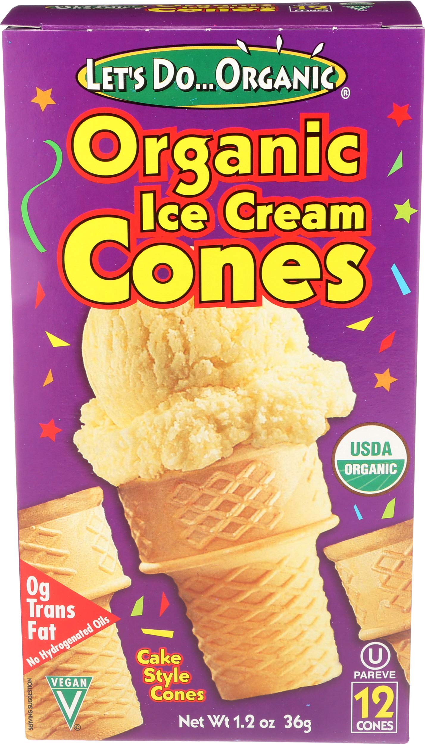 Lets Do Organic Ice Cream Cones - Sugar Cones, Mini Cones, 1.2 Oz, Pack of 12