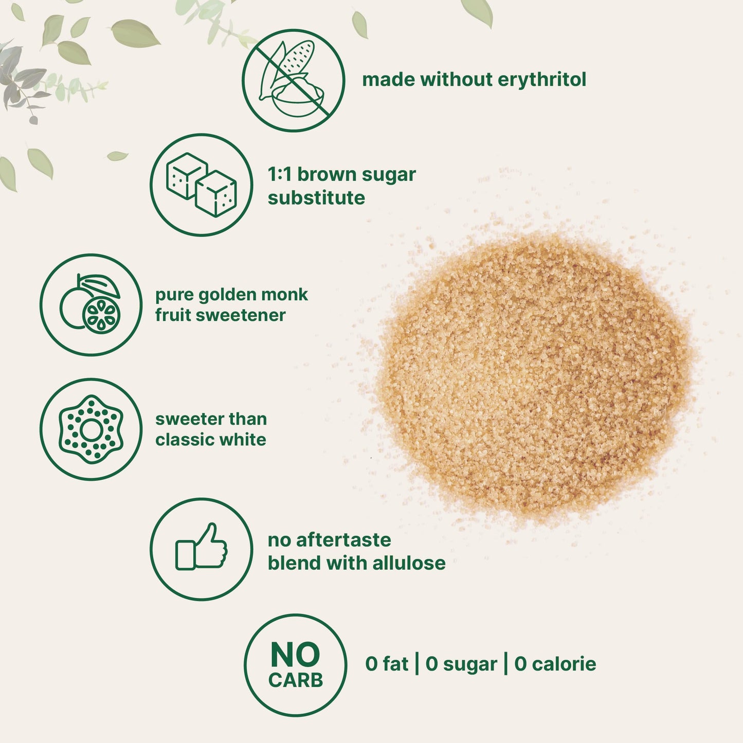 Micro Ingredients Golden Monk Fruit Sweetener Allulose, 2 lbs | No Erythritol, No Aftertaste, 1:1 Brown Sugar Substitute | Zero