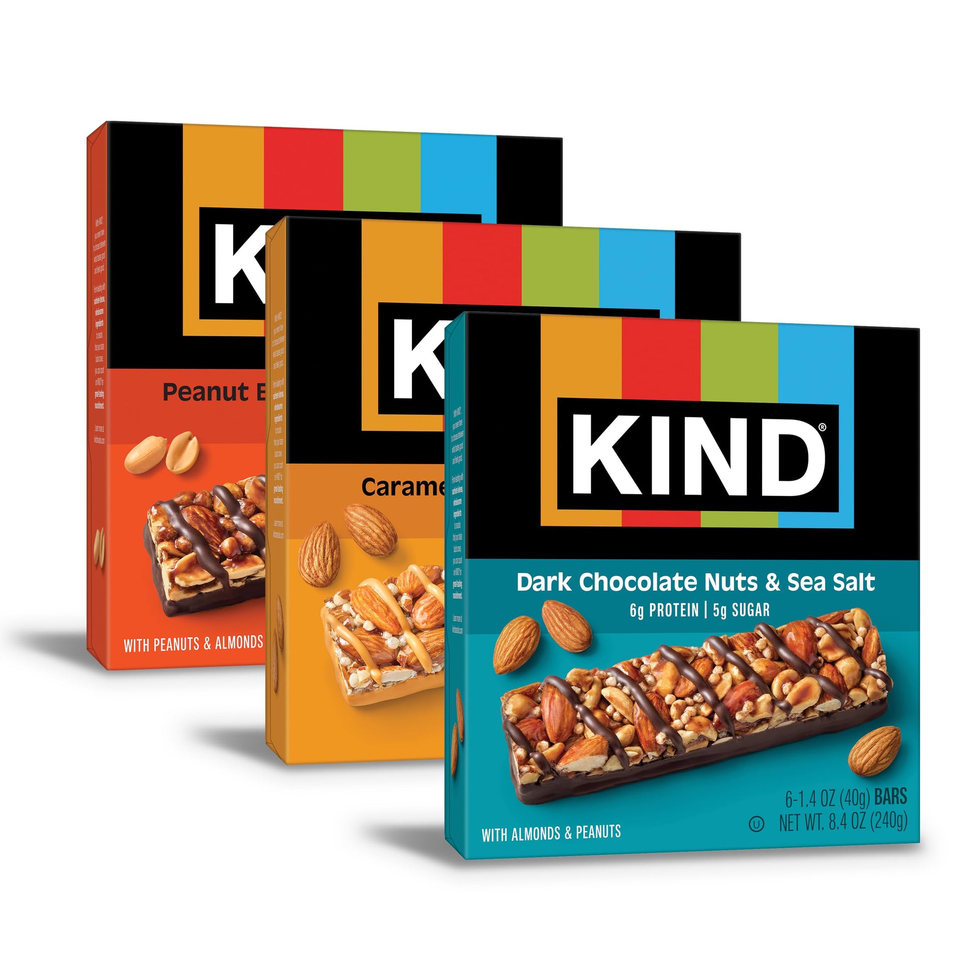 KIND Nut Bars, Favorites Variety Pack, Dark Chocolate Nuts and Sea Salt, Peanut Butter Dark Chocolate, Caramel Almond and Sea Sa
