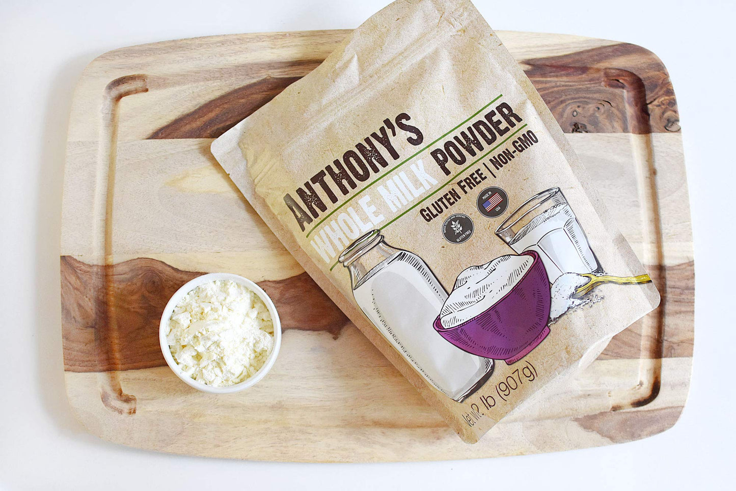 Anthonys Whole Milk Powder  2 lb  Gluten Free  Non GMO  Made in USA