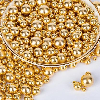Twisweet Gold Pearl Sprinkles for Cake Decorating, Edible Sugar Pearls for Baking, Mix Size, Cake Topper Cupcake Cookie Ice Crea