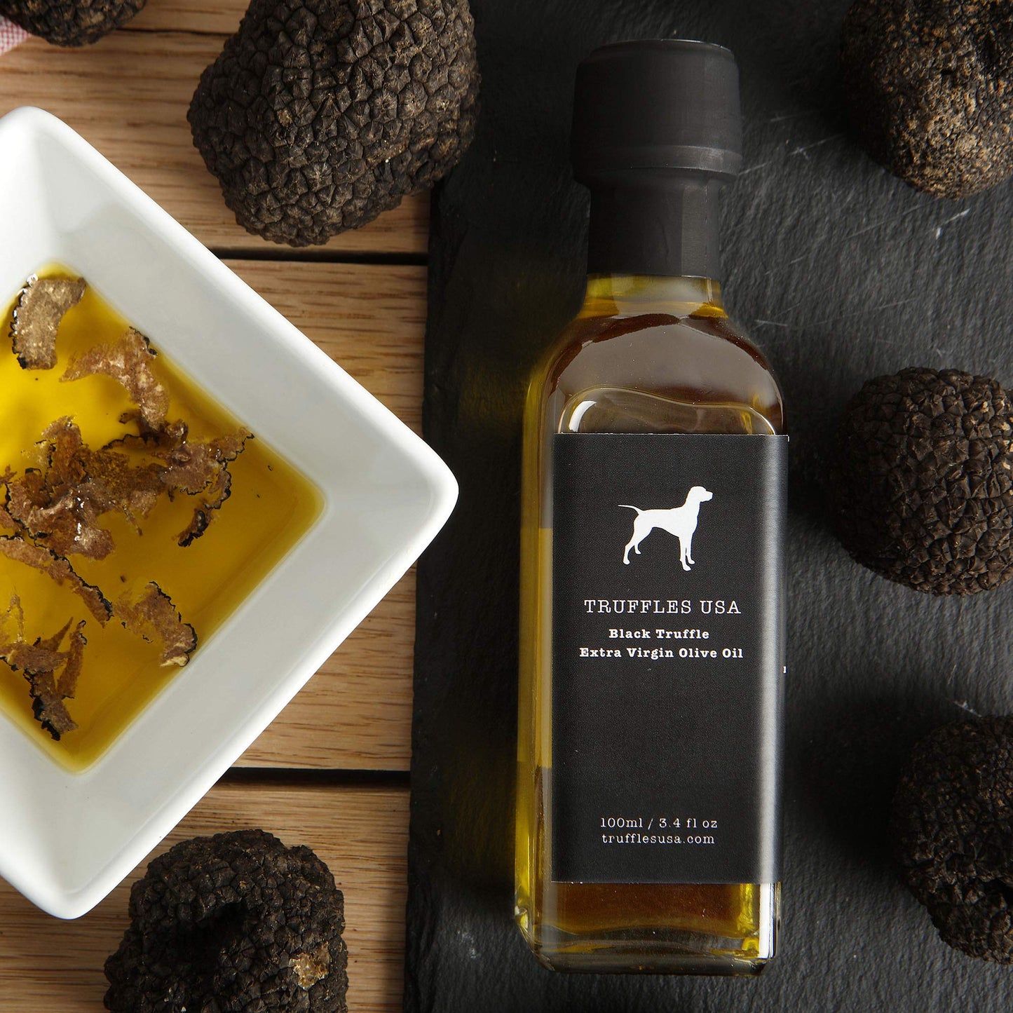 TRUFFLES USA Black Truffle Oil - Cold Pressed Extra Virgin Olive Oil - 3.4 fl oz (100ml) - Imported from Italy