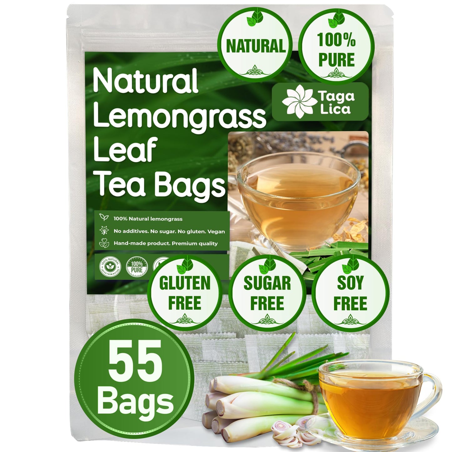 Tagalica Lemongrass Tea Bags, 100% Natural & Pure, Vegan, 55 Count