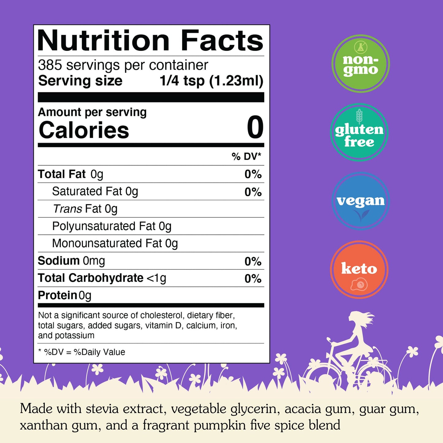 Nunaturals Stevia Syrup, Sugar-Free Sweetener, Plant-Based Sugar Substitute, Zero Calorie, Pumpkin Spice, 16 Oz