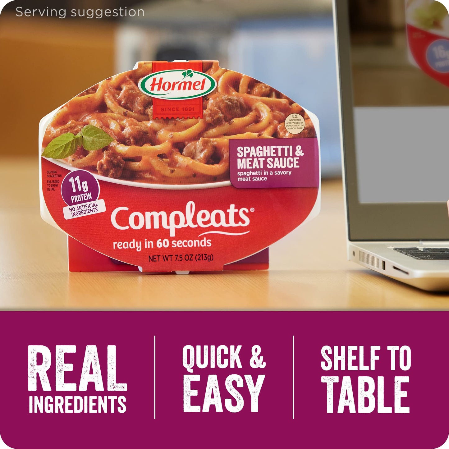 Hormel Compleats Spaghetti & Meat Sauce Microwave Tray, 7.5 Oz. (7 Pack)