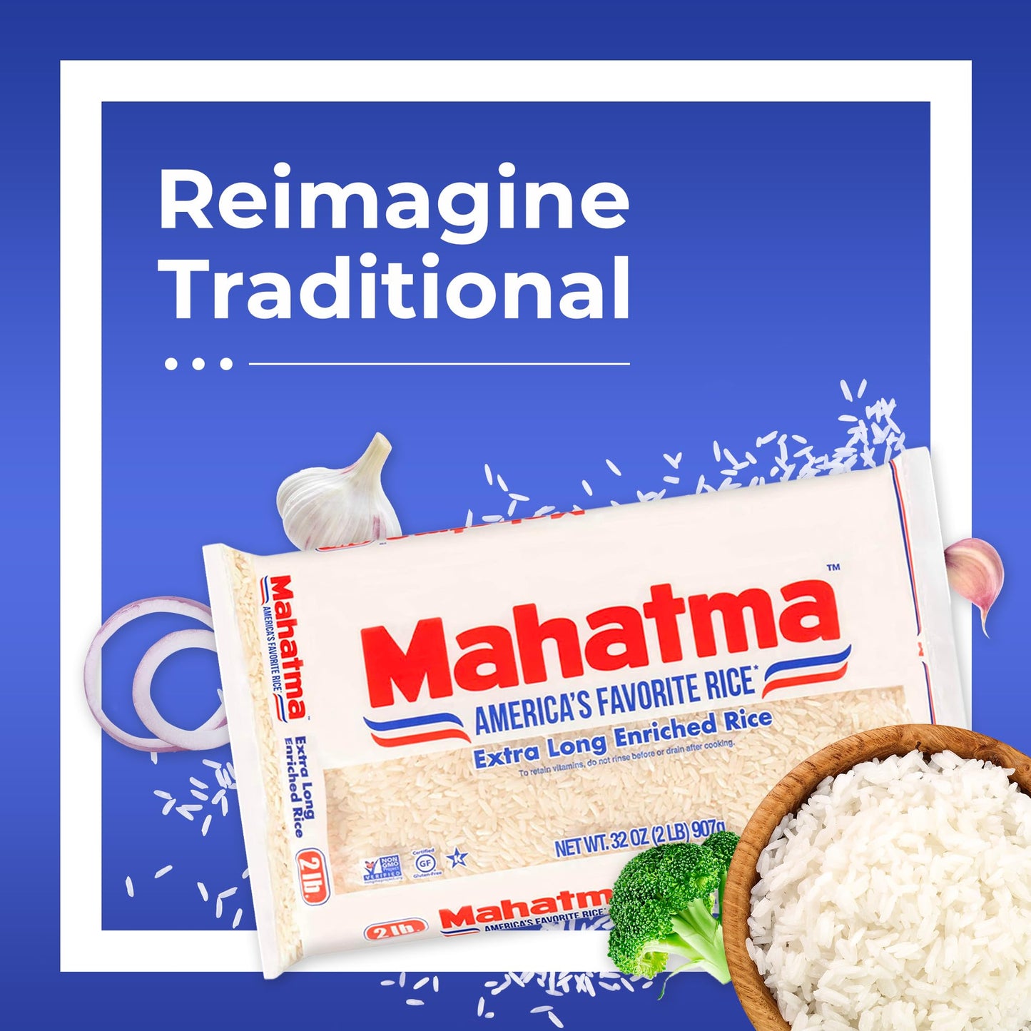 Mahatma Extra-Long-Grain Rice 2-Pound Rice Bag, Gluten-Free And Non-Gmo White Rice Bulk Bag, 1 Bag Of Rice