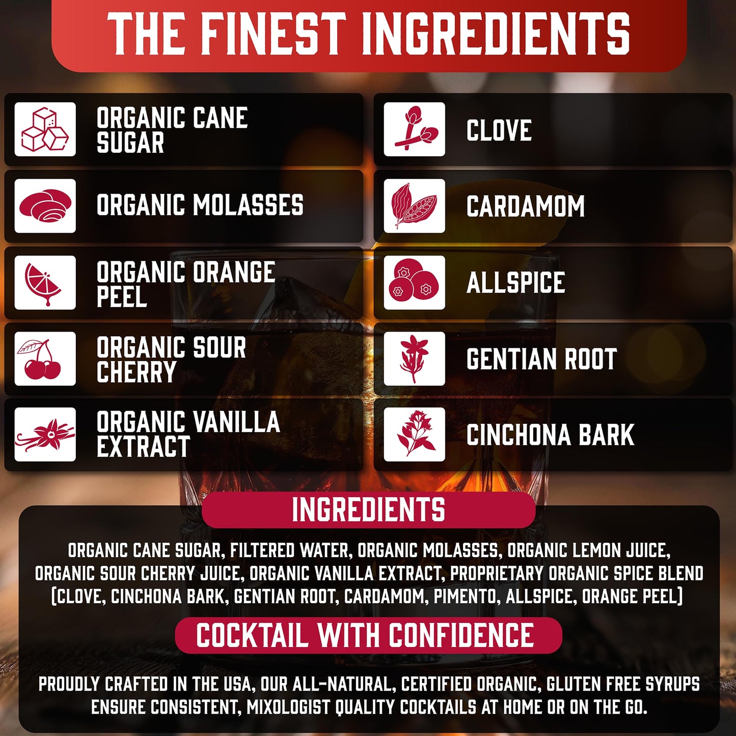 Bartenders Secret Sauce Old Fashioned Mix Bundle - 8oz Syrup, 10.5oz Cherries, Ice Mold - Makes 32 Cocktails