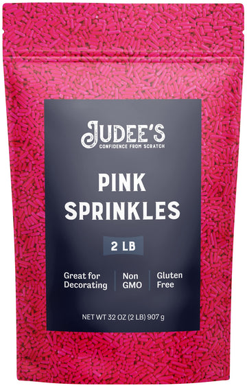 Judee's Gluten Free Pink Sprinkles 2 lb - Gluten-Free and Nut-Free - Brighten Up Your Baked Goods - Great for Cookie and Cake De