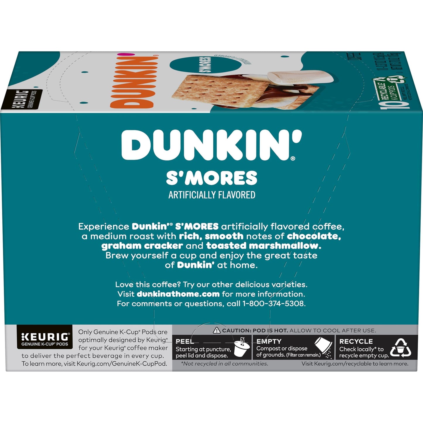 Dunkin Smores Flavored Coffee, 10 Keurig K-Cup Pods