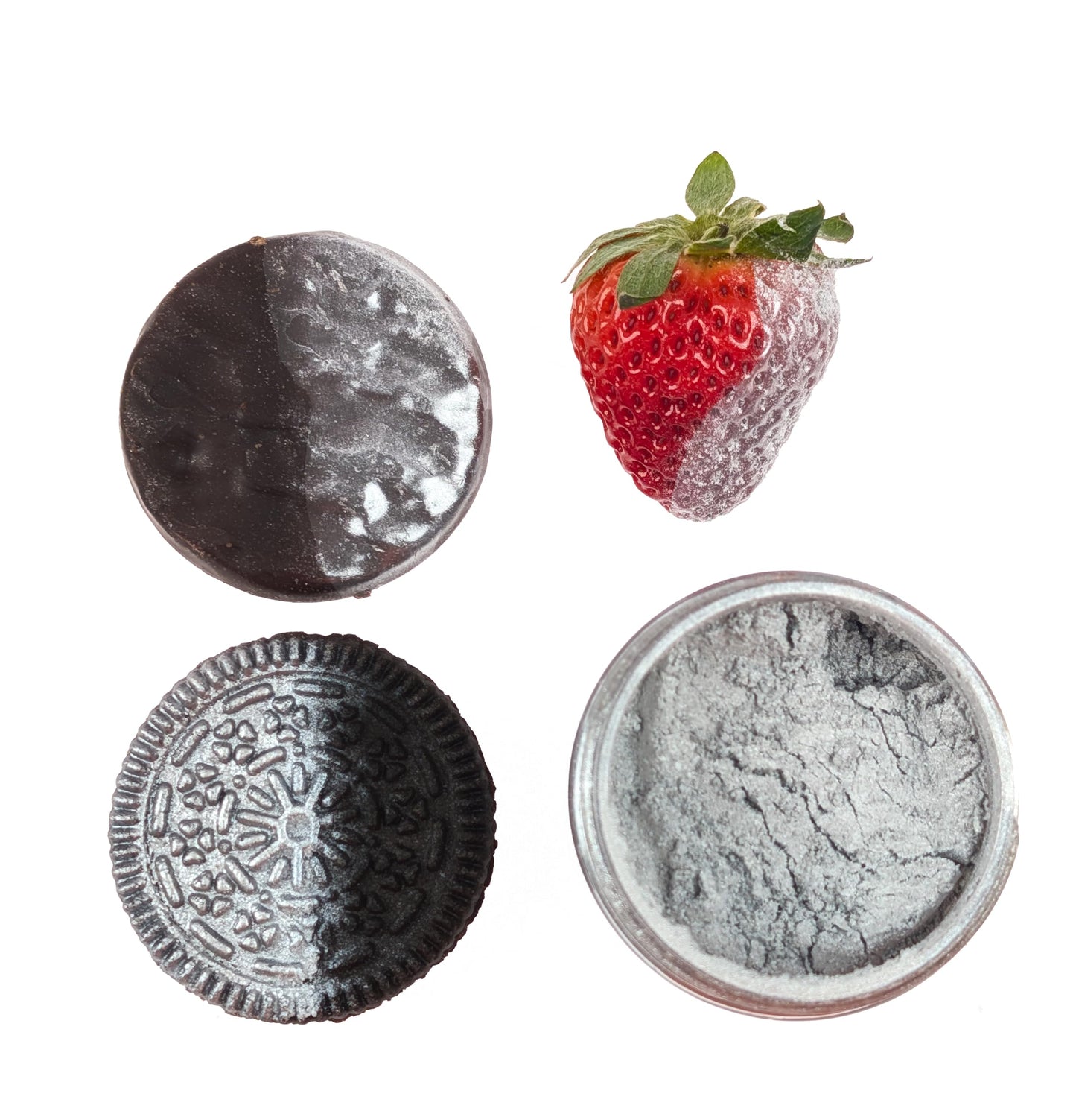 Decosavour Silver Gray Luster Dust - Edible Food Coloring Powder for Cakes and Drinks, 15g Pack, Vegan, Gluten Free