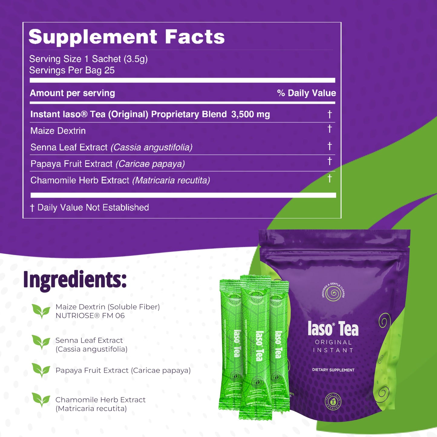 Total Life Changes Iaso Instant Tea - Cleansing Tea, 25 Sachets, Pack of 2, Gentle & Refreshing, Convenient for Balanced Lifestyle