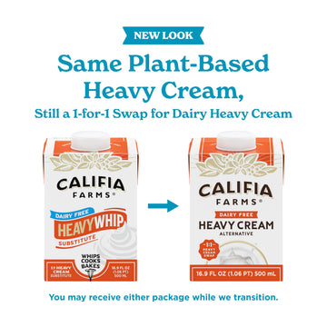 Califia Farms - Heavy Whip Cream Dairy Free Substitute 16.9 Oz, Soy Free, Plant Based, Vegan, Non GMO, Sugar Free, Heavy Whippin