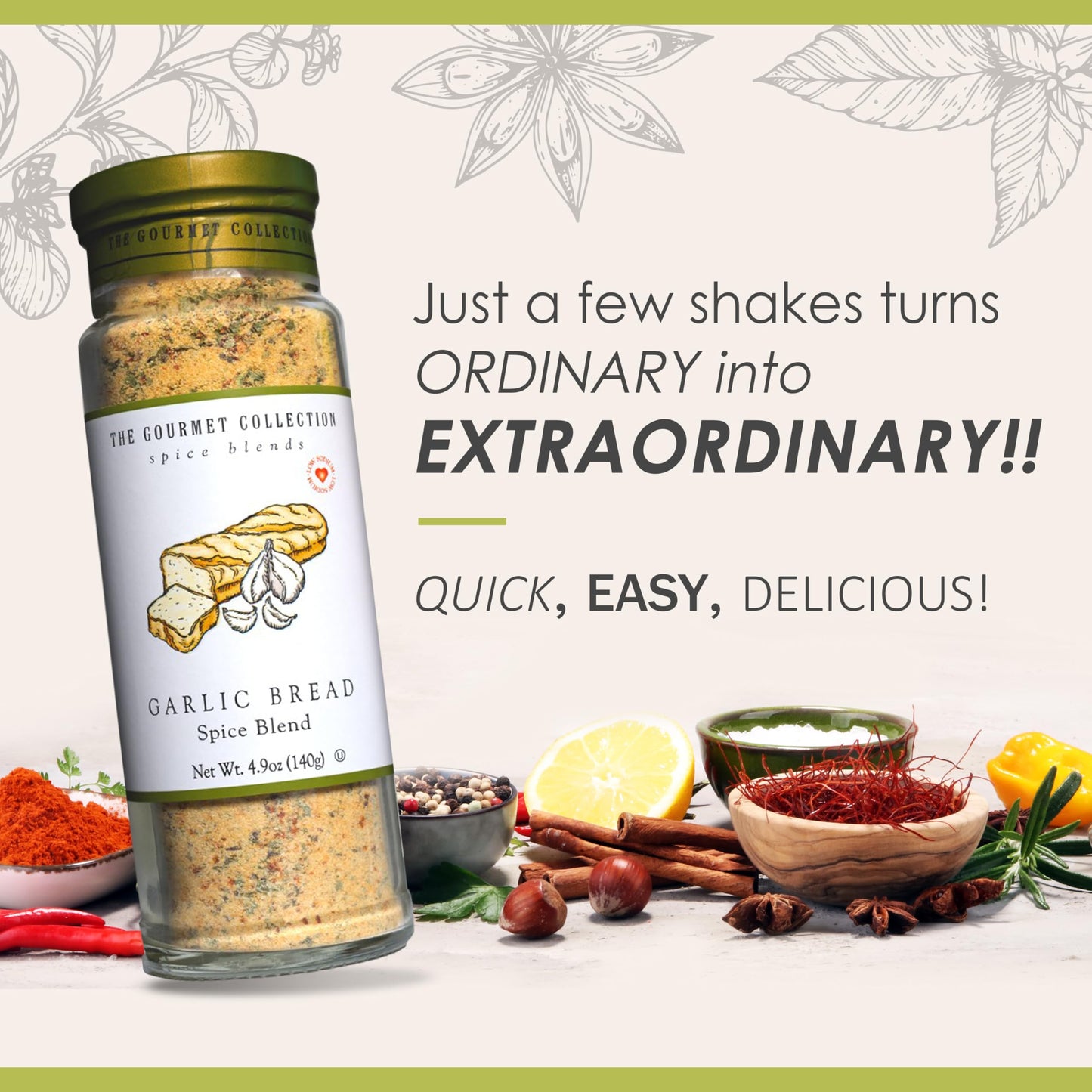 Dangold Garlic Bread Spice Blend - Gourmet Garlic Butter Seasoning, Salt Free, 4.9 oz - Perfect for Bread, Rice, and Salad Dressings