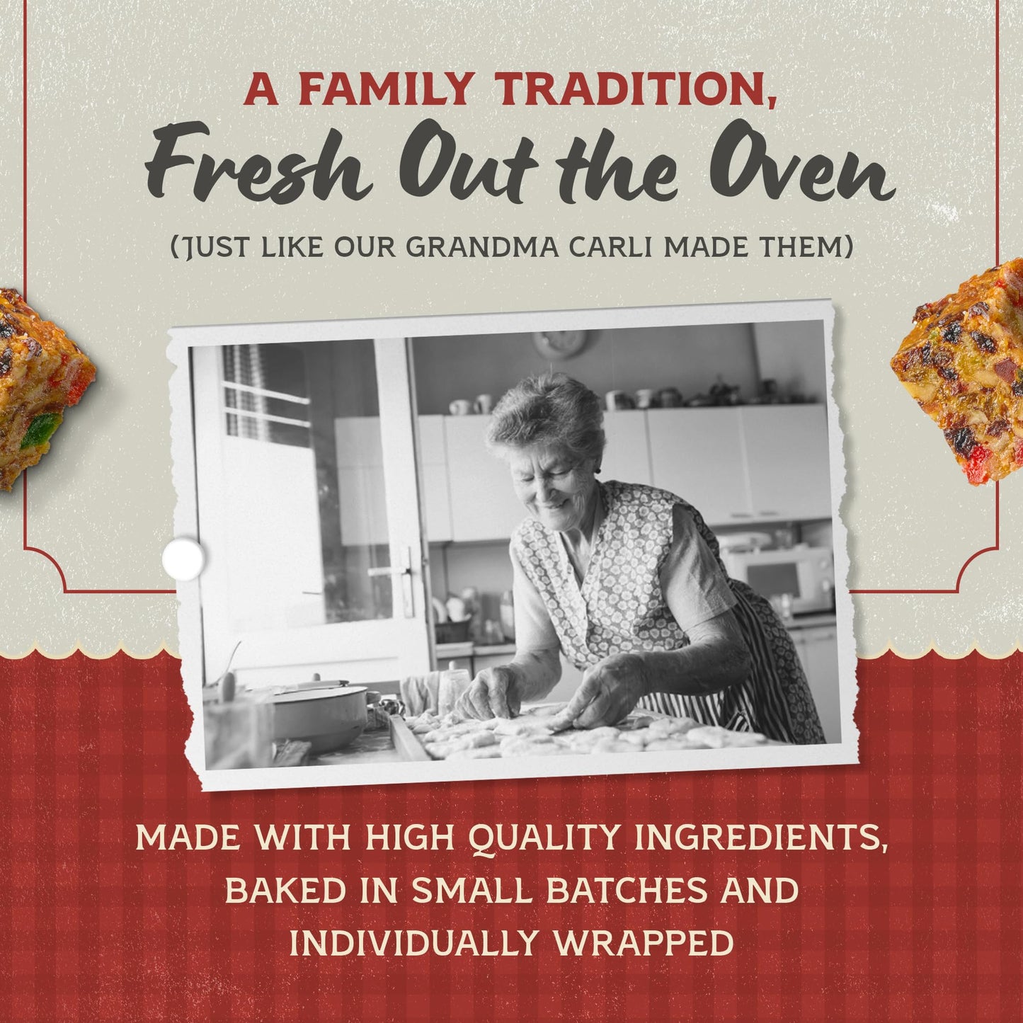 Carlis Cakes Fruitcake - Made with Finest Fruits & Nuts - 1lb Individually Wrapped for Freshness