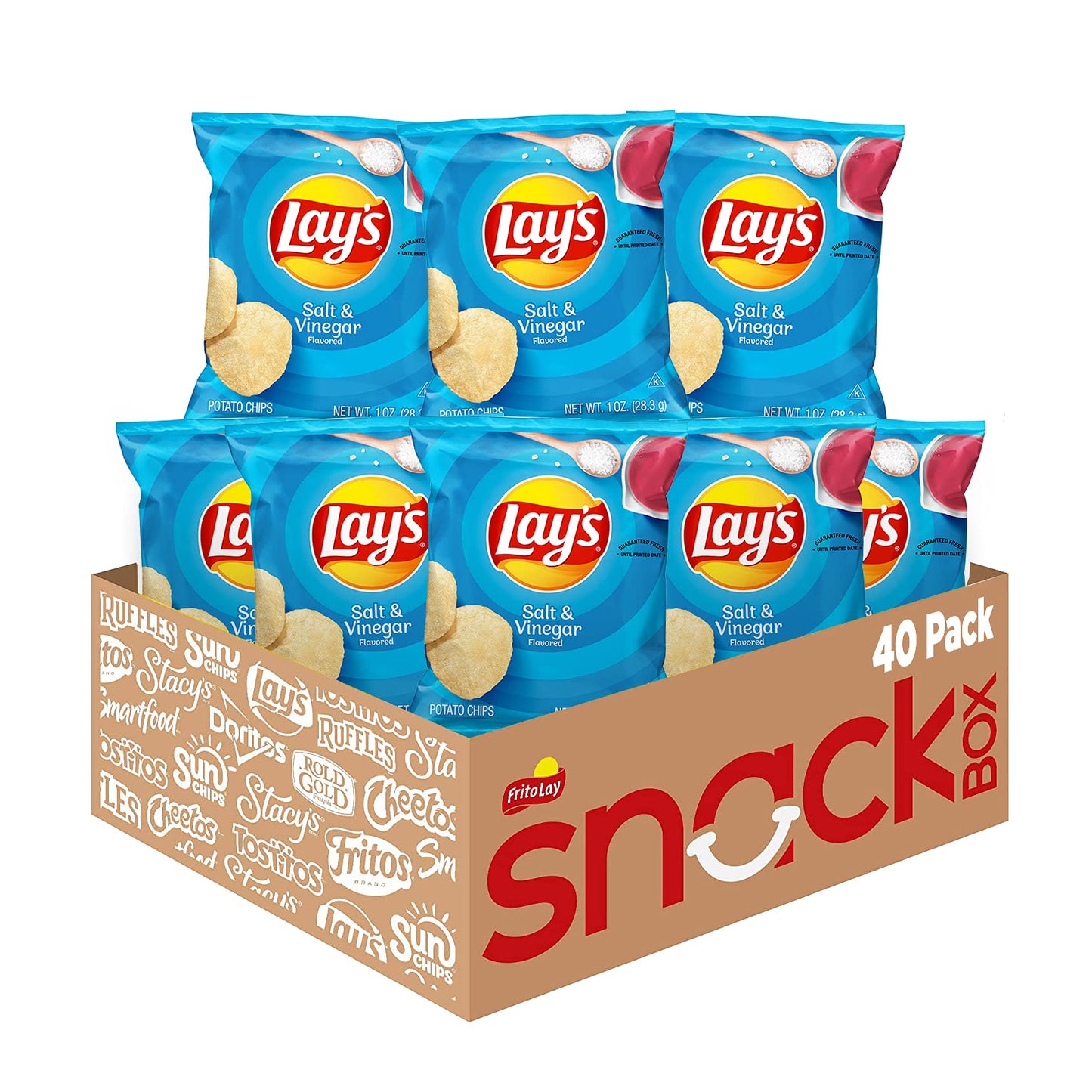 Lay'S Salt & Vinegar Flavored Potato Chips, (40 Count)