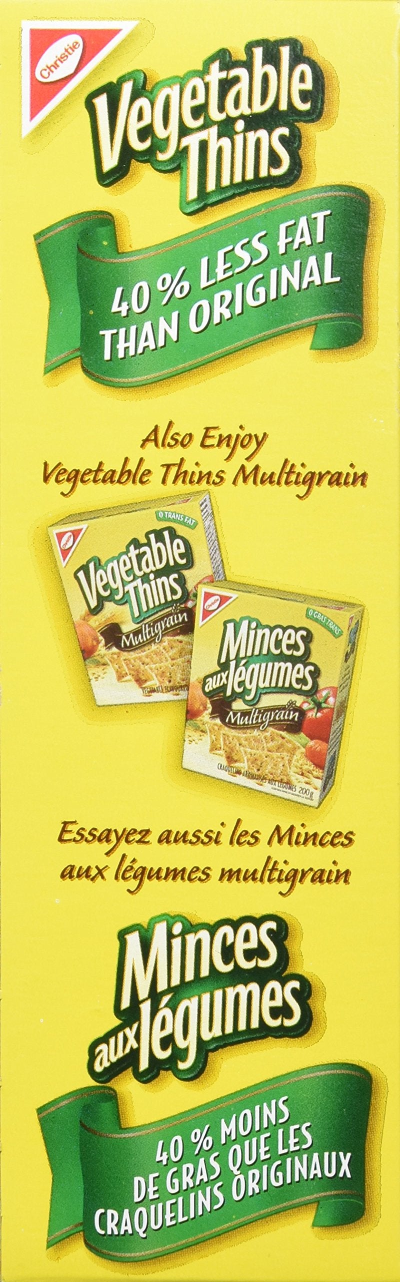 Christie Vegetable Thins, 40% Less Fat, Crackers, 200g/7oz., Imported from Canada)
