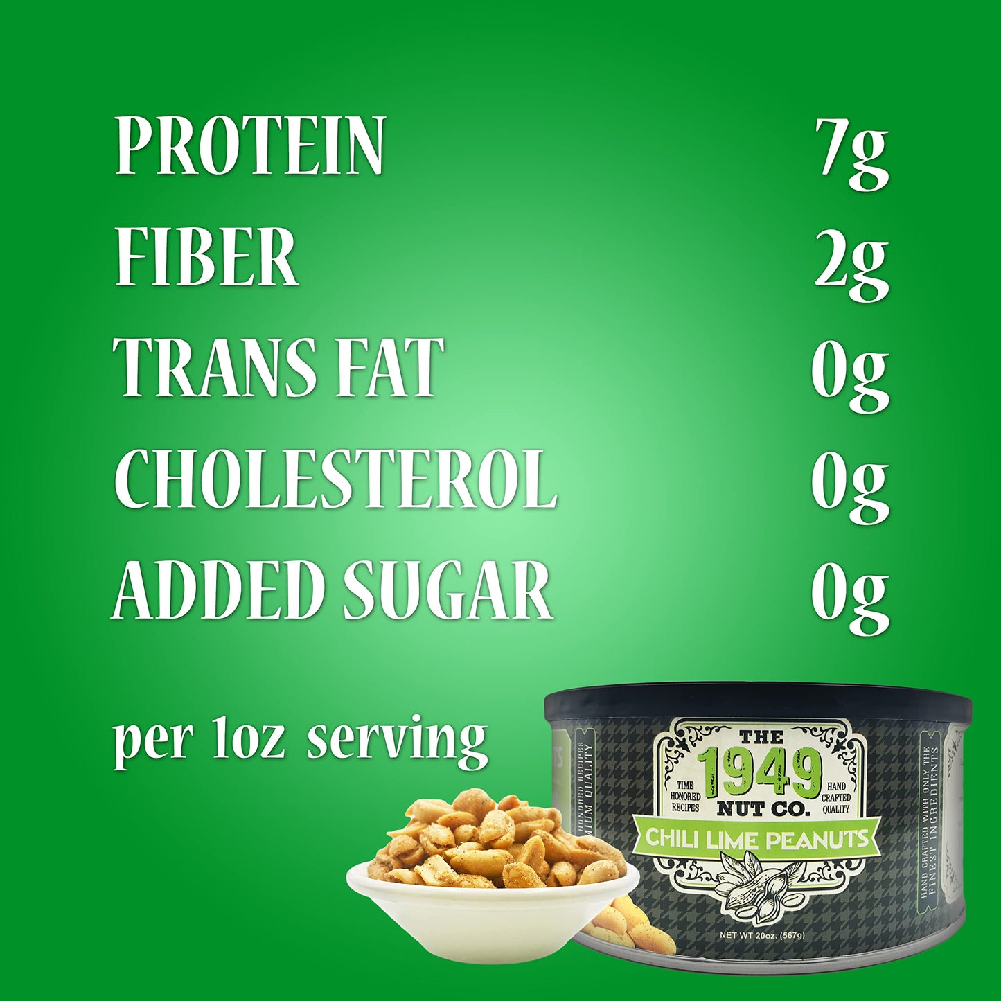 The 1949 Nut Co. Chili Lime Virginia Peanuts, Oil Roasted, Spicy, Extra-Large, 20 oz Can