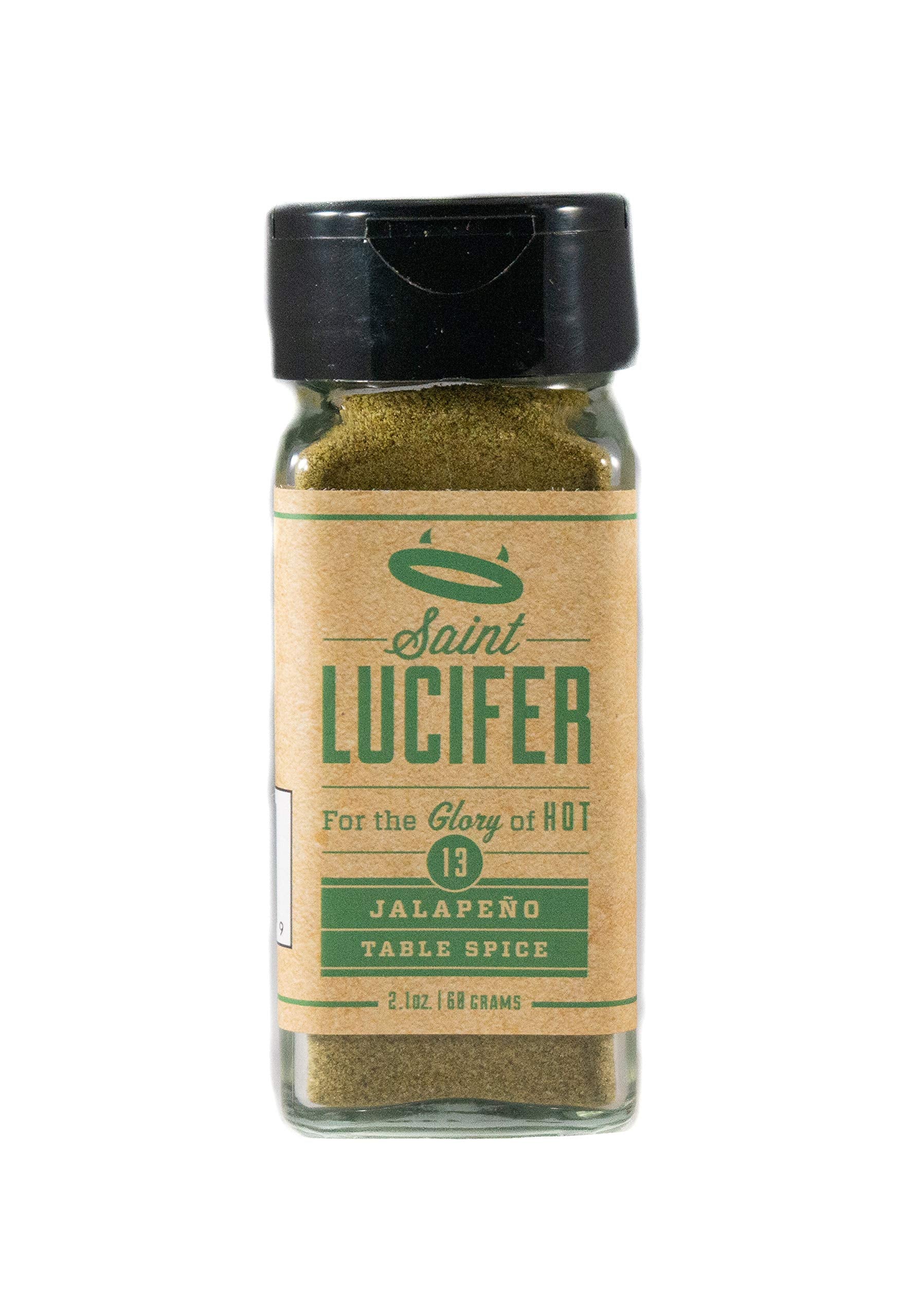 Saint Lucifer Spice Co, Jalapeno Table Spice Number 13, 2.1 Ounce Glass Jar, Made In The Usa, Gluten Free, Sugar Free, Vegan, Ve