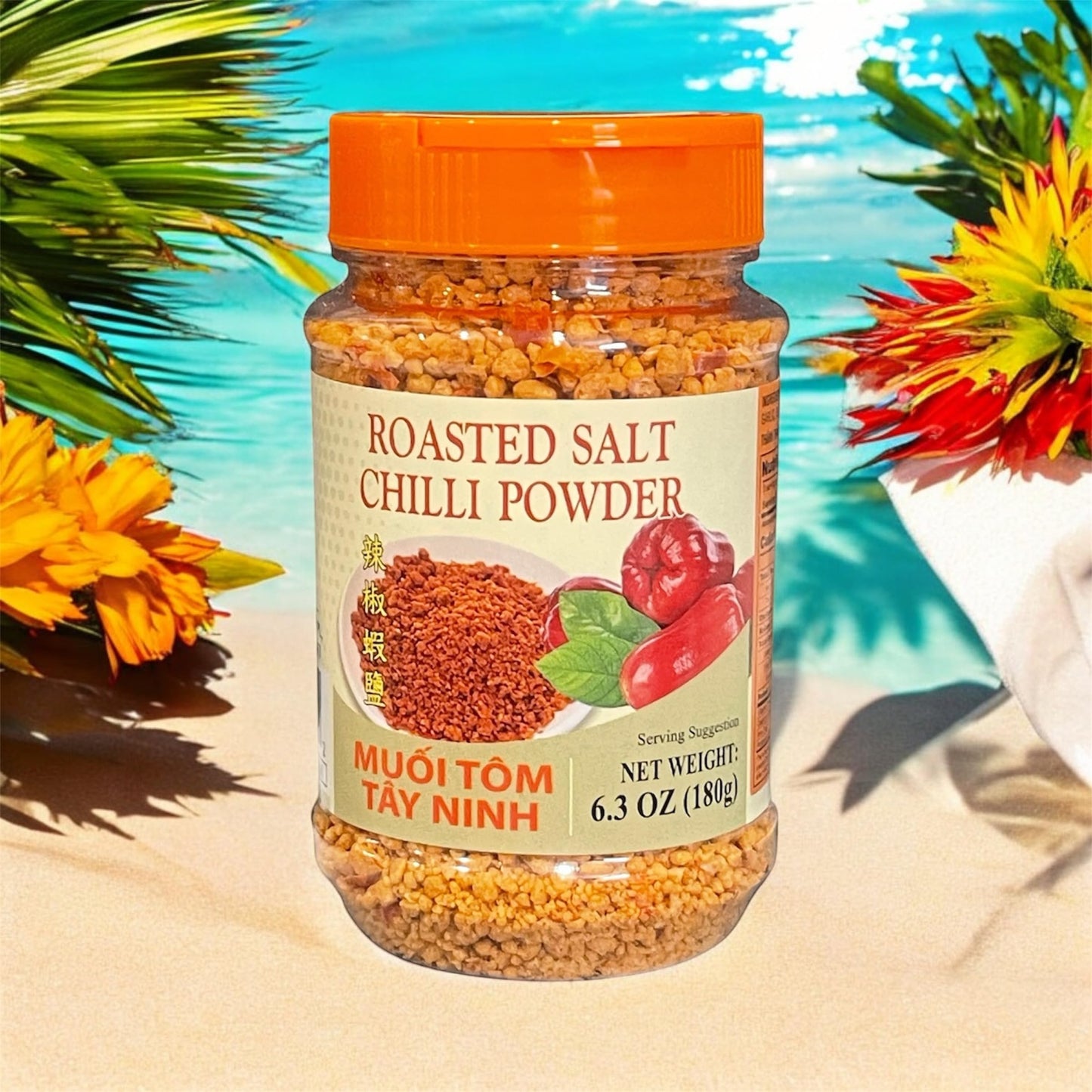 3 Packs - Roasted Shrimp Salt Chili Powder - Muoi Tom - 6.3 Oz Per Bottle With 3 Bottles Per Order