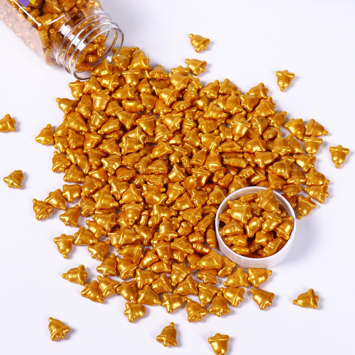 Cobakey Bells Sprinkles for Cake Decorating, Gold Bells Sprinkles Perfect for Cupcake Toppers Wedding Party Valentines Halloween