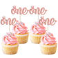 Gyufise 24 Pack Rose Gold One Cupcake Toppers 1St Birthday Cupcake Picks For Baby Shower Kids First Birthday Party Cake Decorati