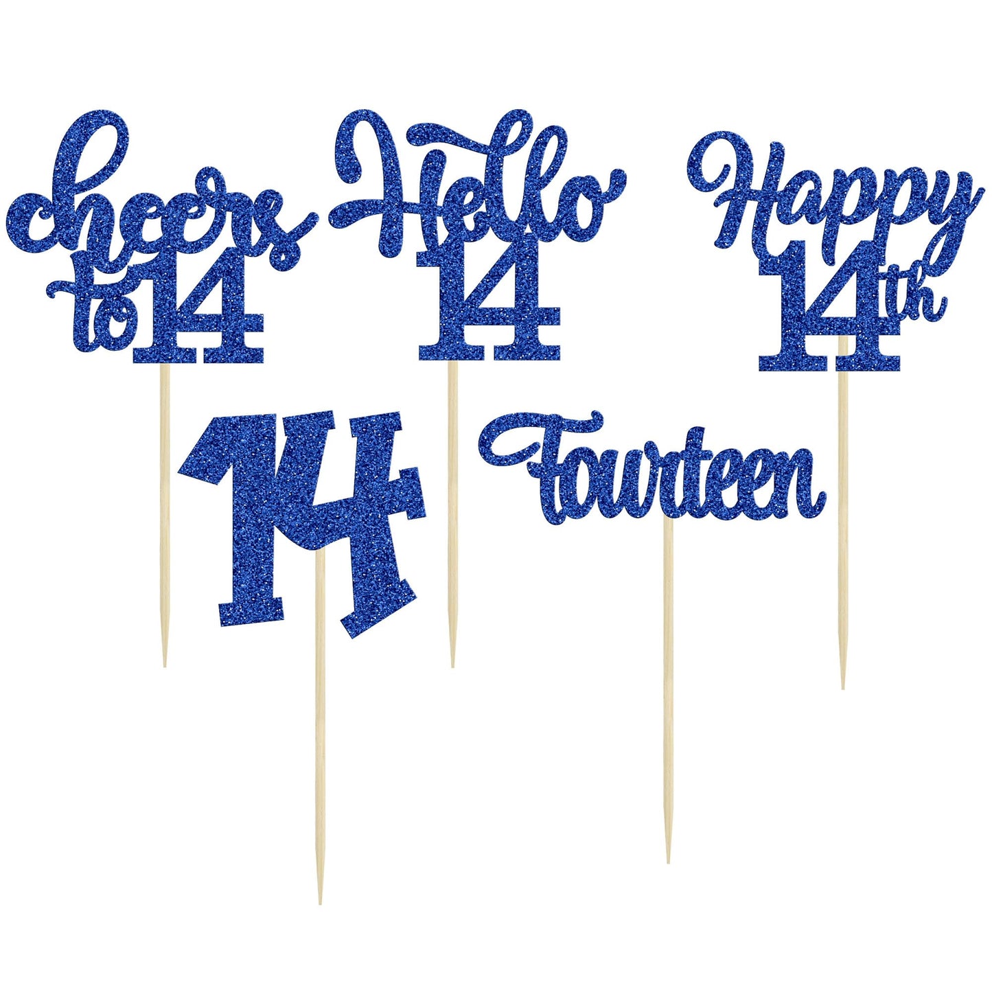 30Pcs 14Th Birthday Cupcake Toppers Hello 14 Cupcake Picks Fourteen Cheers To 14 Years Old Cake Decorations For 14Th Birthday An