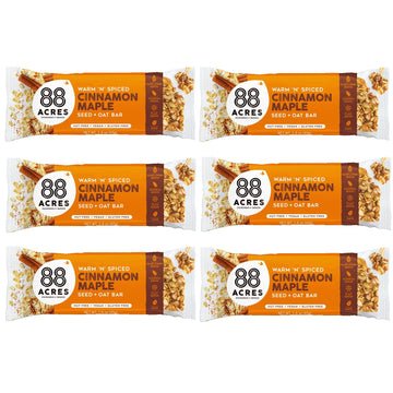 88 Acres Granola Bars | Gluten Free, Nut-Free Oat and Seed Snack Bar | Vegan & Non GMO | 6 Pack (Cinnamon Maple)