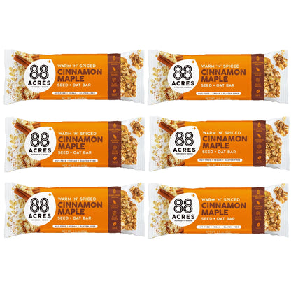 88 Acres Granola Bars | Gluten Free, Nut-Free Oat and Seed Snack Bar | Vegan & Non GMO | 6 Pack (Cinnamon Maple)