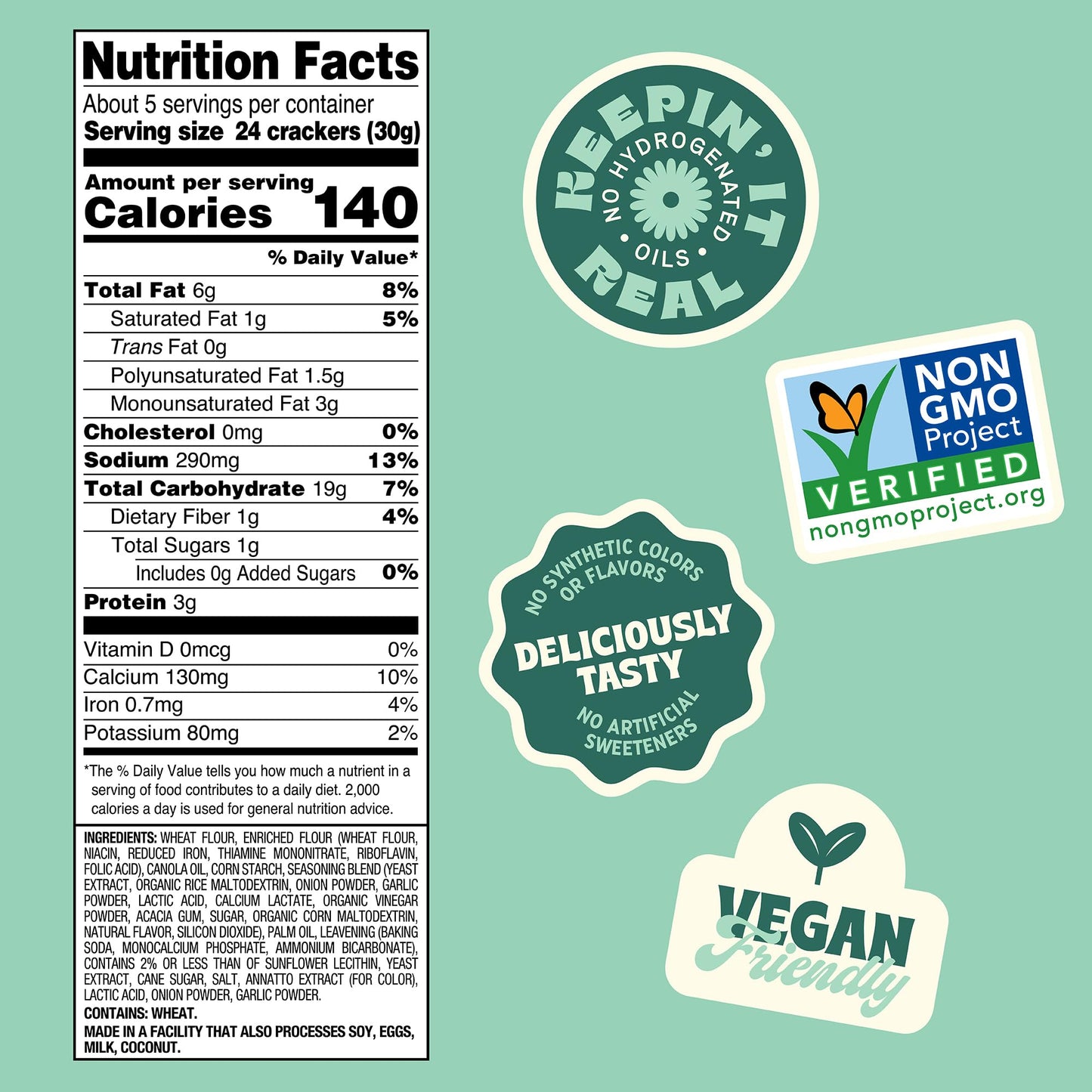 Back To Nature Cheddalicious Cheese Flavored Crackers, Vegan, Non GMO, 5 Ounces (Pack Of 6)