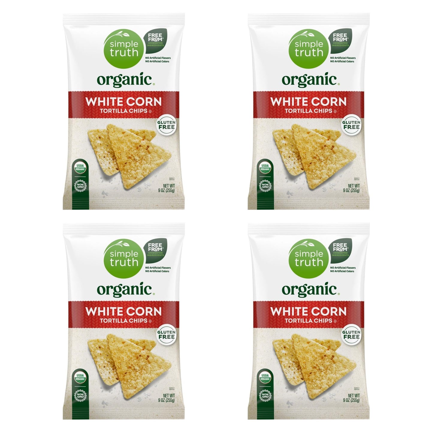 Organic Simple Truth White Corn Tortilla Chips 9 oz. (Pack of 4)