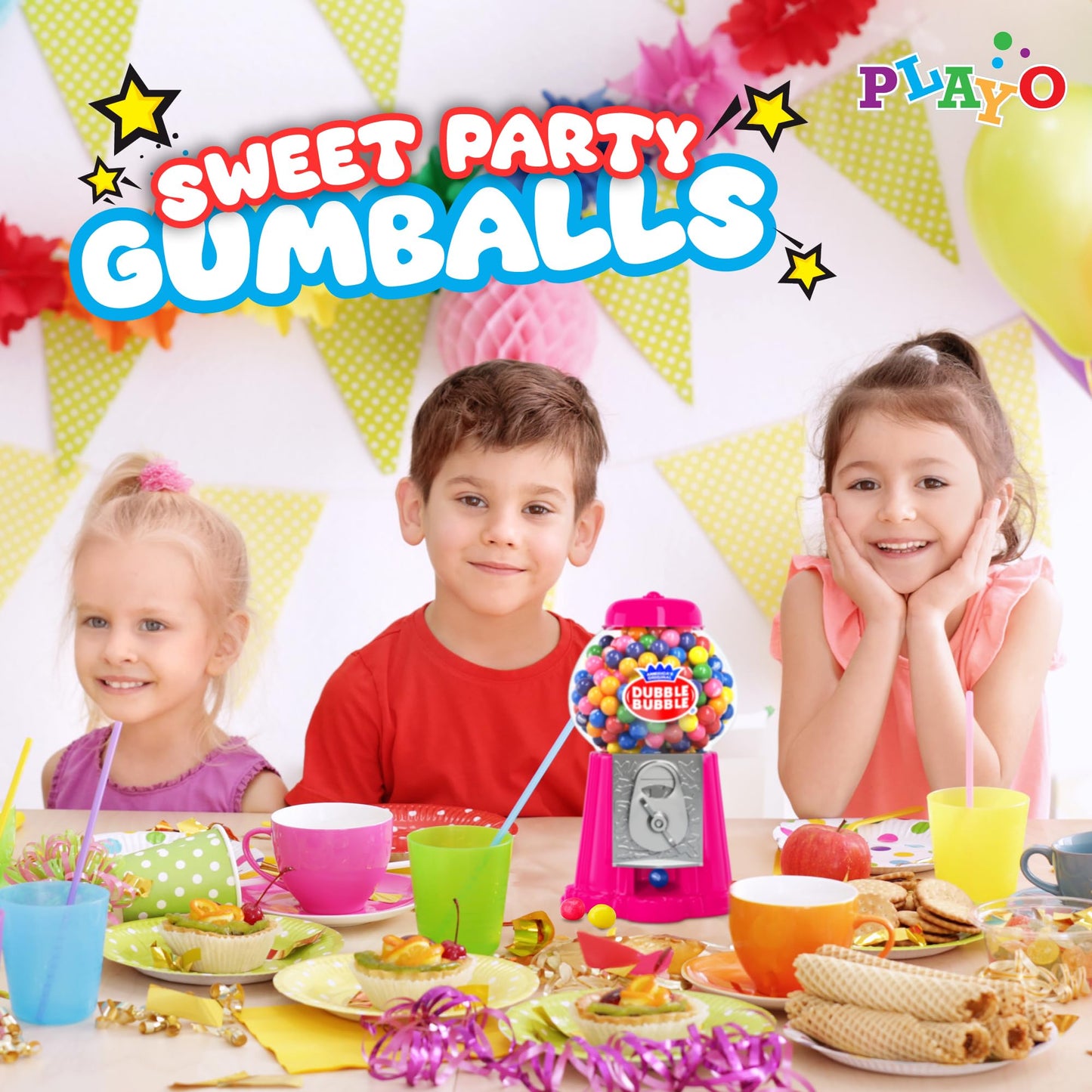 Playo Gumballs For Gumball Machine - Refill Bubble Gum 20-Ounce - Carton Of Double Bubble Assorted Gum Ball Candies -Kosher