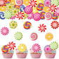 Fyeoxle 36PCS Edible Candyland Cupcake Toppers Wafer Paper Lollipop Garland Cupcake Decor Wafer Sheet Edible Candy Dessert Picks