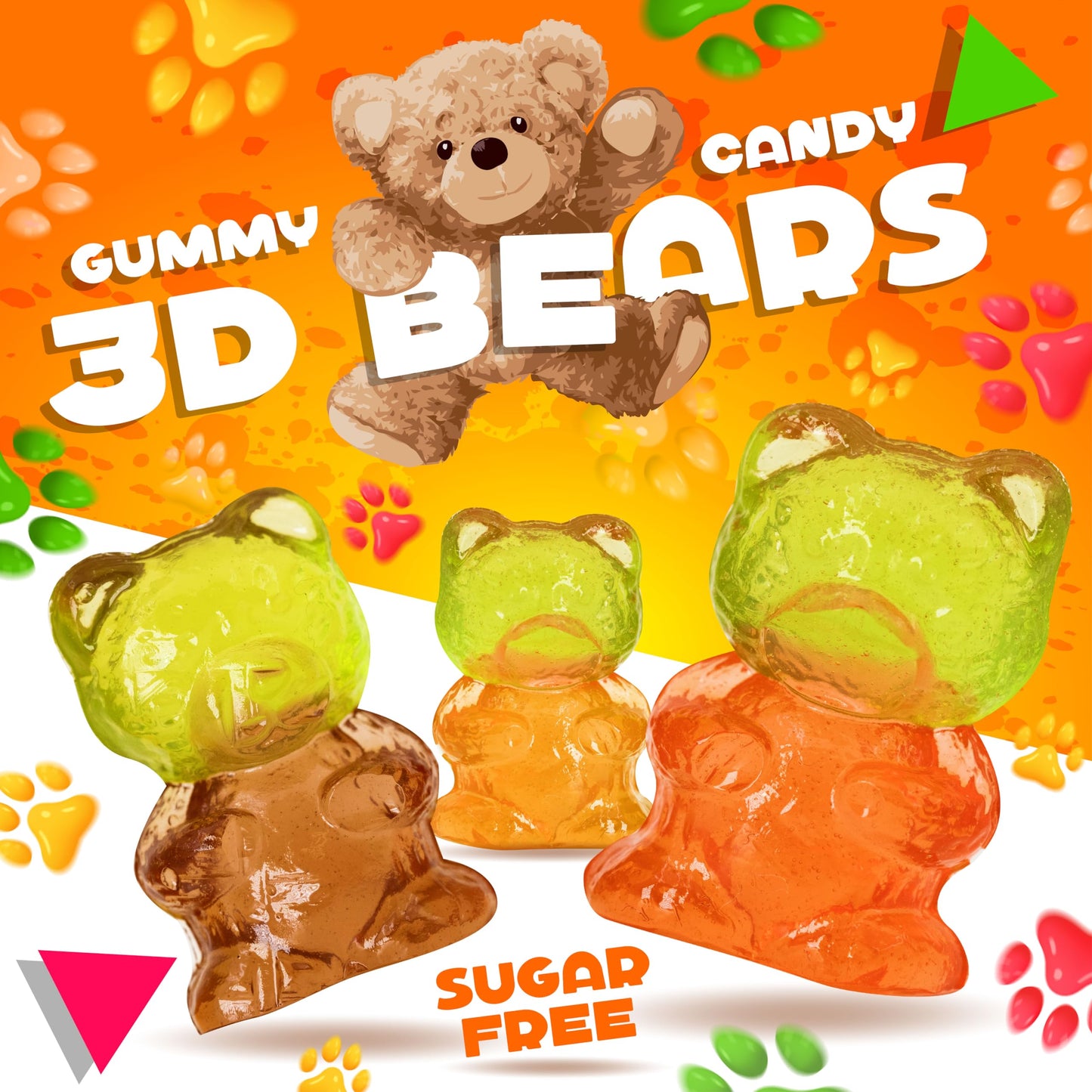 LAETAFOOD Sugar-Free Gummy Bears, Assorted Fruit Flavors, 1 Pound Bag