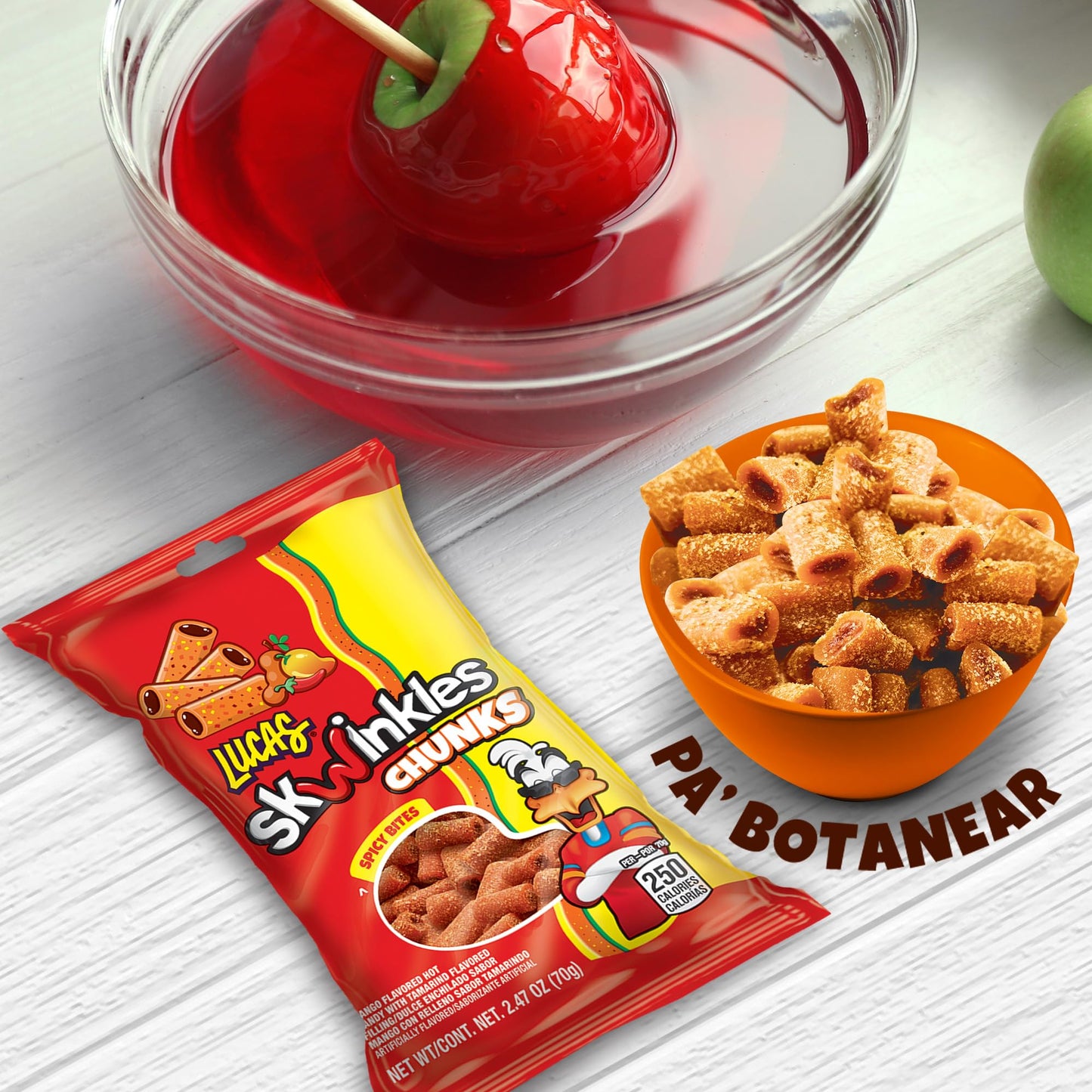 Lucas Skwinkles Candy Chunk Mango Flavored with Tamarind Filling 2.46oz, 12 pieces Pack, Perfect for Snacks, Parties